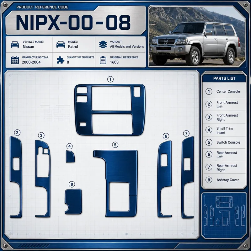 Nissan Patrol 2000-2004 3D kit décoration intérieure tableau de bord 8 pièces