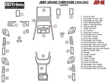Jeep Grand Cherokee 1999-2002 Ensemble Complet BD Kit la décoration du tableau de bord - 2 - habillage decor de tableau de bord