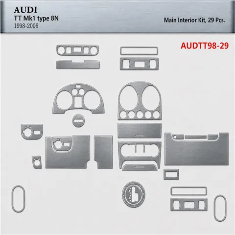 Audi TT 2001-2006 Soft Roof-Coupe, 29 pièces kit décoration intérieure tableau de bord