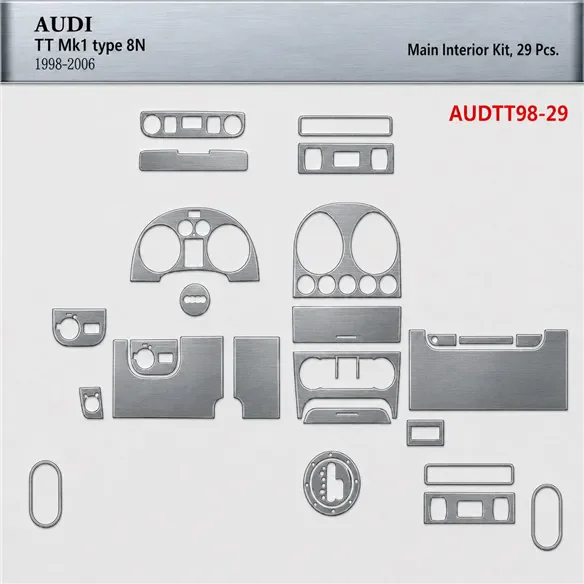 Audi TT 2001-2006 Soft Roof-Coupe, 29 pièces kit décoration intérieure tableau de bord