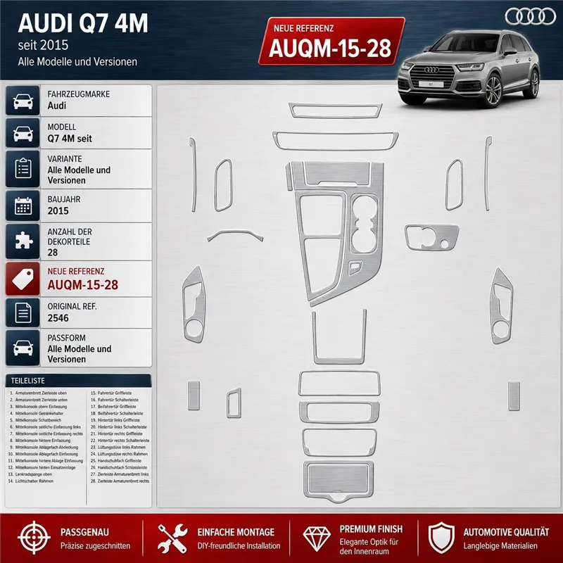 Audi Q7 4M seit 2015 3D kit décoration intérieure tableau de bord 28 pièces