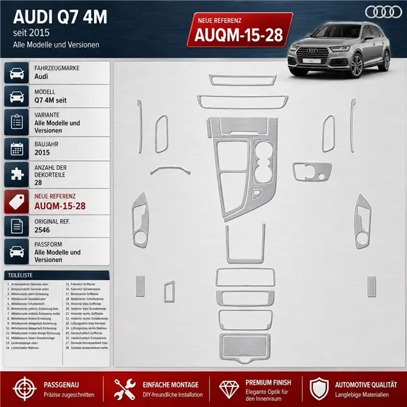 Audi Q7 4M seit 2015 3D kit décoration intérieure tableau de bord 28 pièces