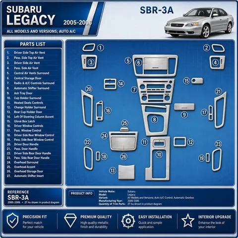 Subaru Legacy 2005-2006 Auto AC Control, boîte automatique kit décoration intérieure tableau de bord