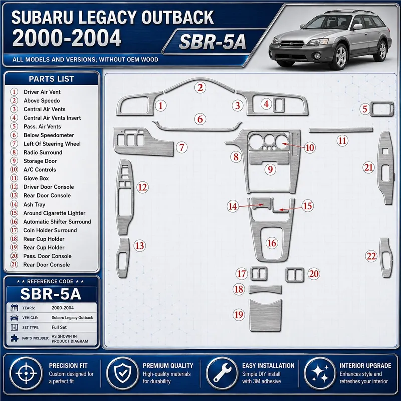 Subaru Legacy Outback 2000-2004 sans OEM Wood Kit décoration intérieure tableau de bord