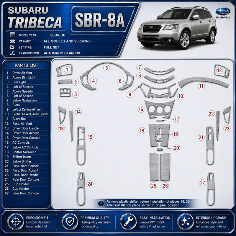Subaru Tribeca 2006 - à aujourd’hui kit complet, boîte automatique kit décoration intérieure tableau de bord