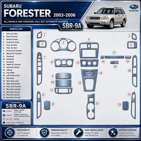 Subaru Forester 2003-2006 kit complet, boîte automatique kit décoration intérieure tableau de bord