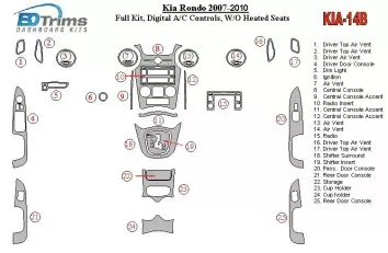 Kia Carens/Rondo 2007-UP Ensemble Complet, Automatic A/C Controls, W/O Heated Seats BD Décoration de tableau de bord