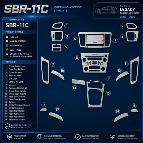 Subaru Legacy 2007-2009 kit complet, boîte manuelle boîte, automatique AC kit décoration intérieure tableau de bord