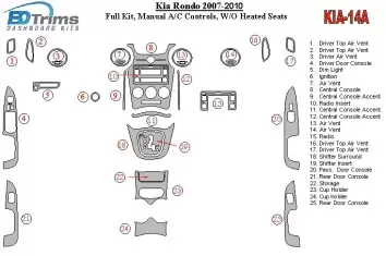 Kia Carens/Rondo 2007-UP Ensemble Complet, Manual Gearbox A/C Controls, W/O Heated Seats BD Décoration de tableau de bord