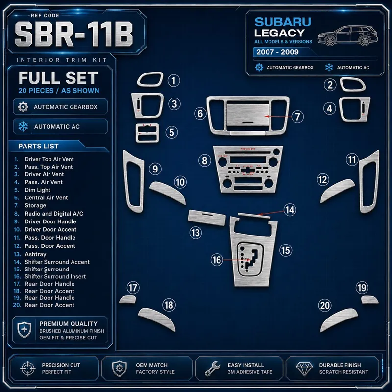 Subaru Legacy 2007-2009 kit complet, boîte automatique, automatique AC kit décoration intérieure tableau de bord