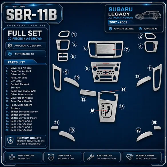 Subaru Legacy 2007-2009 kit complet, boîte automatique, automatique AC kit décoration intérieure tableau de bord