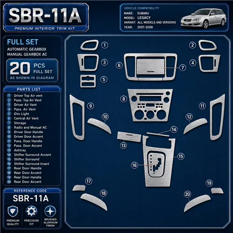 Subaru Legacy 2007-2009 kit complet, boîte automatique, boîte manuelle AC kit décoration intérieure tableau de bord