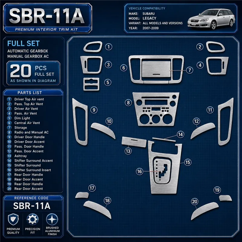 Subaru Legacy 2007-2009 kit complet, boîte automatique, boîte manuelle AC kit décoration intérieure tableau de bord