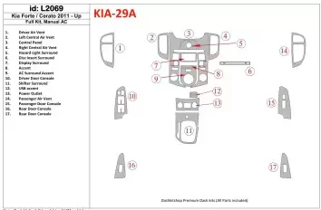 KIA Cerato 2011-UP Ensemble Complet, Aircondition BD Décoration de tableau de bord