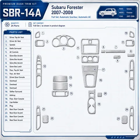 Subaru Forester 2007-2008 kit complet, boîte automatique, automatique AC kit décoration intérieure tableau de bord