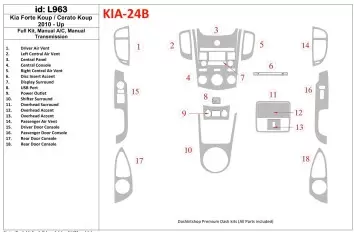 KIA Cerato Koup 2010-UP Ensemble Complet, Aircondition, boîte manuelle Box BD Kit la décoration du tableau de bord - 1 - habilla