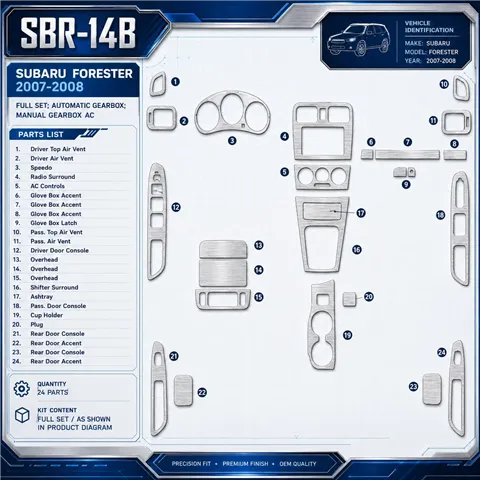 Subaru Forester 2007-2008 kit complet, boîte automatique, boîte manuelle AC kit décoration intérieure tableau de bord