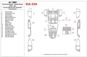 KIA Cerato Koup 2010-UP Ensemble Complet, boîte manuellebox AC, Boîte automatique BD Kit la décoration du tableau de bord - 1 - 
