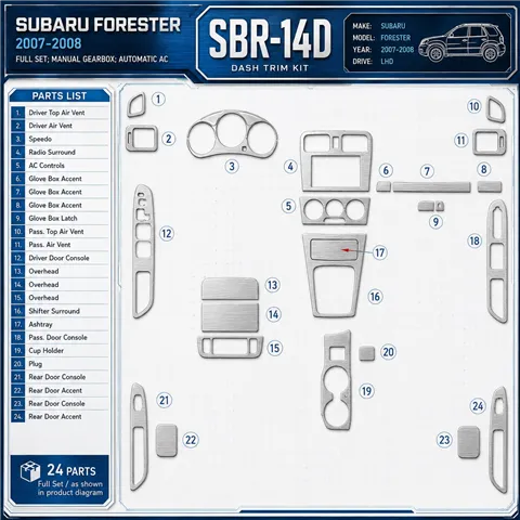 Subaru Forester 2007-2008 kit complet, boîte manuelle boîte, automatique AC kit décoration intérieure tableau de bord
