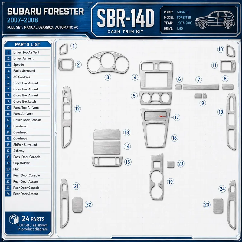 Subaru Forester 2007-2008 kit complet, boîte manuelle boîte, automatique AC kit décoration intérieure tableau de bord