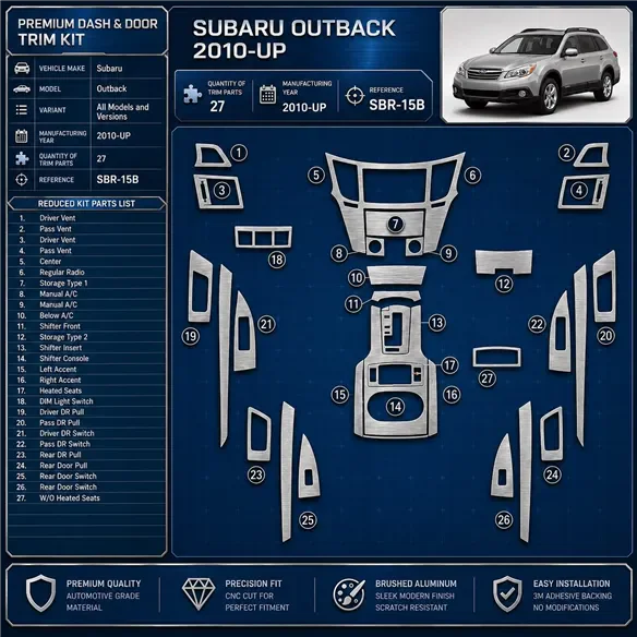 Subaru Outback 2010 - à aujourd’hui kit décoration intérieure tableau de bord