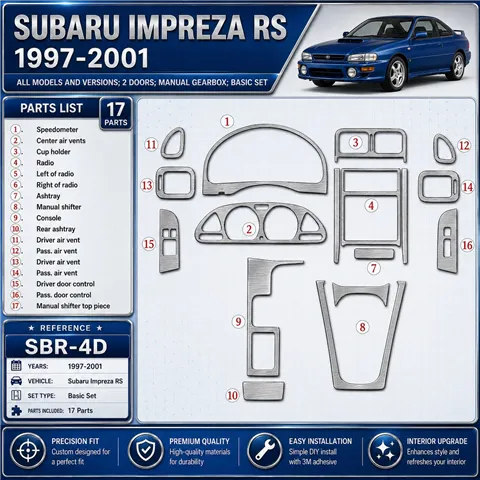 Subaru Impreza RS 1997 - à aujourd’hui 2 portes, boîte manuelle, kit de base, 17 pièces kit décoration intérieure tableau de bor