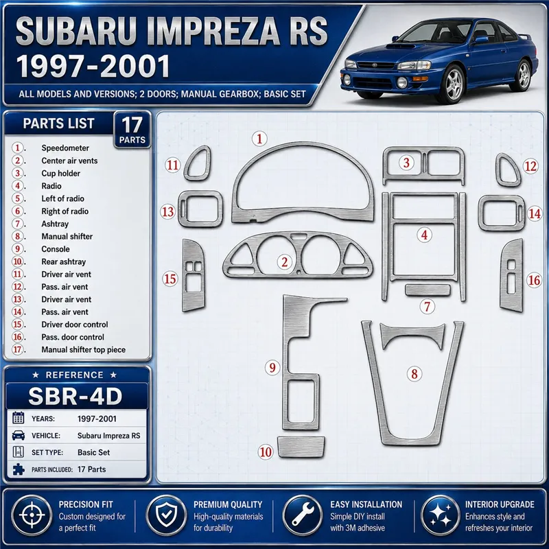 Subaru Impreza RS 1997 - à aujourd’hui 2 portes, boîte manuelle, kit de base, 17 pièces kit décoration intérieure tableau de bor