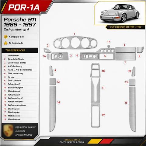 Porsche 911 1989-1997 boîte de vitessessometer Type A kit décoration intérieure tableau de bord