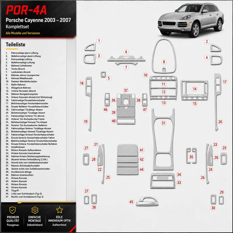 Porsche Cayenee 2003 - à aujourd’hui avec or sans navigation kit décoration intérieure tableau de bord