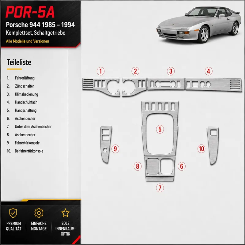 Porsche 944 1985-1994 kit complet kit décoration intérieure tableau de bord