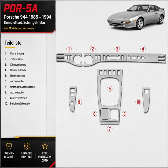 Porsche 944 1985-1994 kit complet kit décoration intérieure tableau de bord
