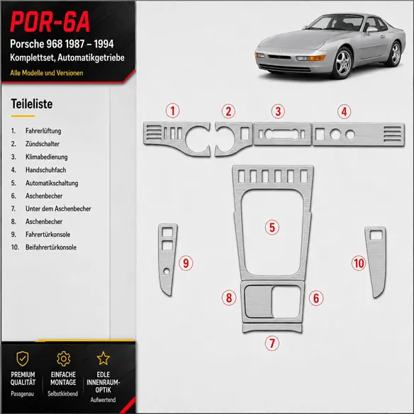 Porsche 968 1987-1994 kit complet, boîte automatique kit décoration intérieure tableau de bord