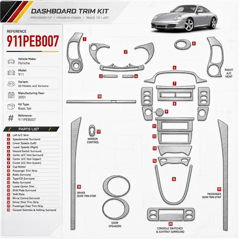 Porsche 911 2001½ Basic kit décoration intérieure tableau de bord