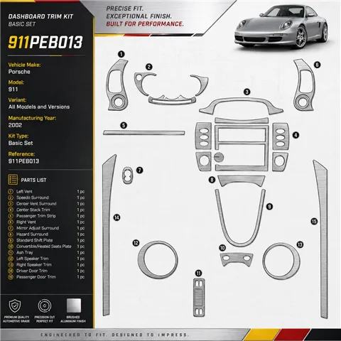 Porsche 911 2002 Basic kit décoration intérieure tableau de bord