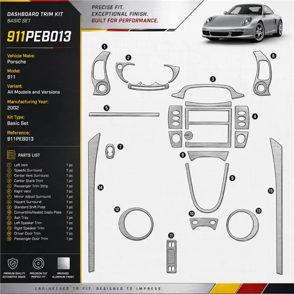 Porsche 911 2002 Basic kit décoration intérieure tableau de bord