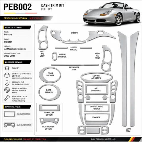 Porsche boîtester 2000-2001 kit complet kit décoration intérieure tableau de bord
