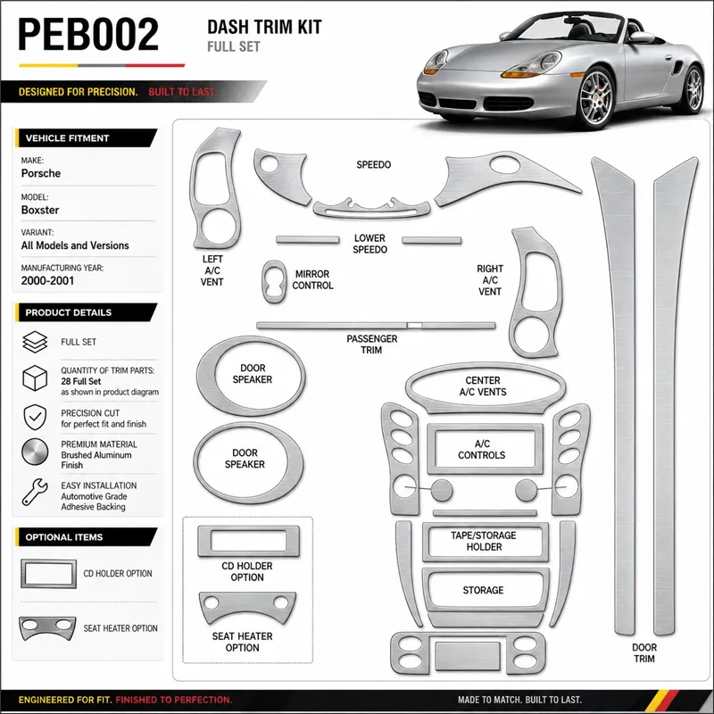 Porsche boîtester 2000-2001 kit complet kit décoration intérieure tableau de bord