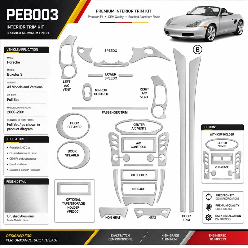Porsche boîtester S 2000-2001 kit complet kit décoration intérieure tableau de bord
