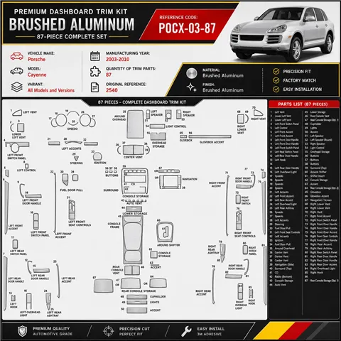 Porsche Cayenne 2003-2010 3D kit décoration intérieure tableau de bord 87 pièces