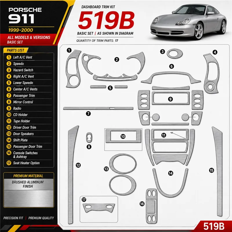 Porsche 911 1999-2000 Basic kit décoration intérieure tableau de bord