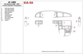 Kia Sedona 2000-2001 Ensemble Complet, Boîte automatique BD Kit la décoration du tableau de bord - 1 - habillage decor de tablea