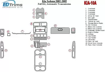 Kia Sedona 2002-2005 Ensemble Complet, Boîte automatique BD Kit la décoration du tableau de bord - 1 - habillage decor de tablea