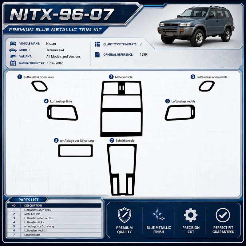 Nissan Terrano 4x4 1996-2002 3D kit décoration intérieure tableau de bord 7 pièces