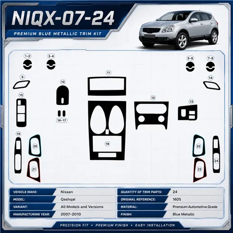 Nissan Qashqai 2007-2010 3D kit décoration intérieure tableau de bord 24 pièces