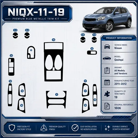 Nissan Qashqai 2011-2012 3D kit décoration intérieure tableau de bord 19 pièces