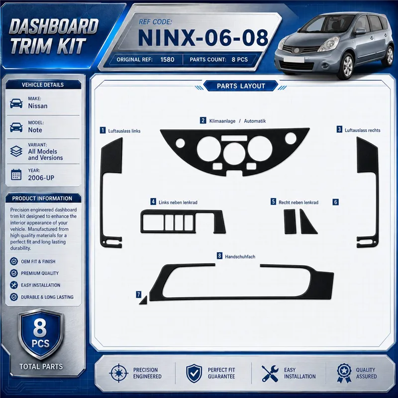 Nissan Note 2006 - à aujourd’hui 3D kit décoration intérieure tableau de bord 8 pièces