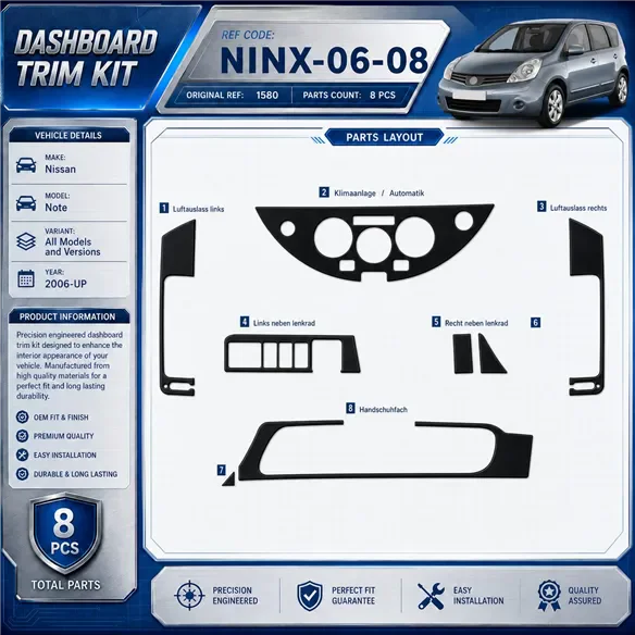 Nissan Note 2006 - à aujourd’hui 3D kit décoration intérieure tableau de bord 8 pièces