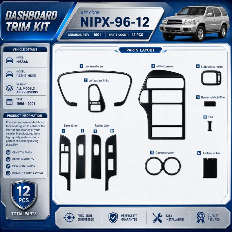 Nissan Pathfinder 1996-2001 3D kit décoration intérieure tableau de bord 12 pièces