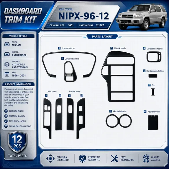 Nissan Pathfinder 1996-2001 3D kit décoration intérieure tableau de bord 12 pièces
