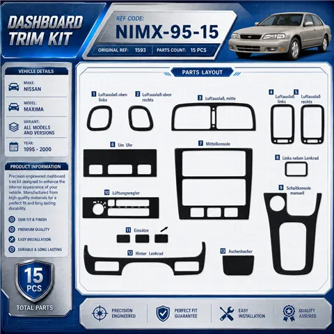 Nissan Maxima 1995-2000 3D kit décoration intérieure tableau de bord 15 pièces